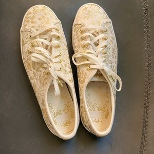 Rifle Paper gold and cream Keds 8